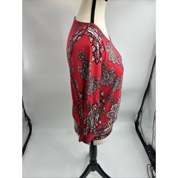 Chico's Womens Red Paisley Print Blouse Size S Rayon Spandex - Picture 3 of 6